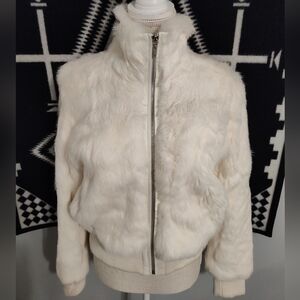 🥰 Vintage 90's Wilson's Leather Maxima Authentic Rabbit Fur Bomber Jacket, 🤍